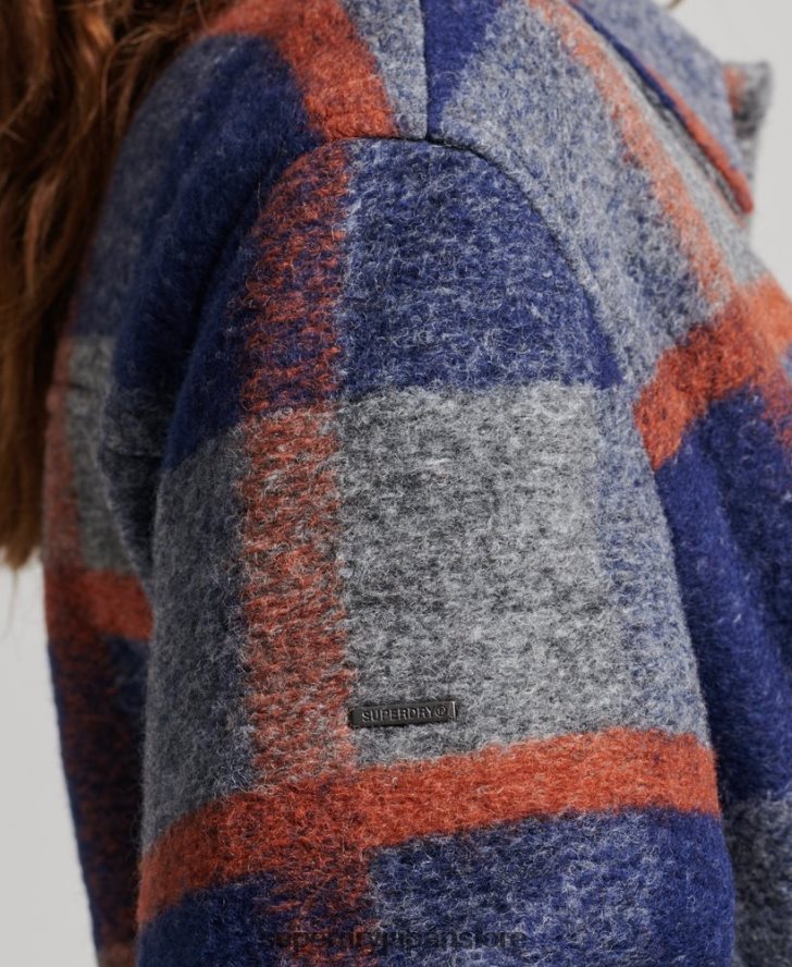 ヴィンテージオーバーシャ​​ツジャケット 女性 Superdry 衣類 青 2J62PZ5442