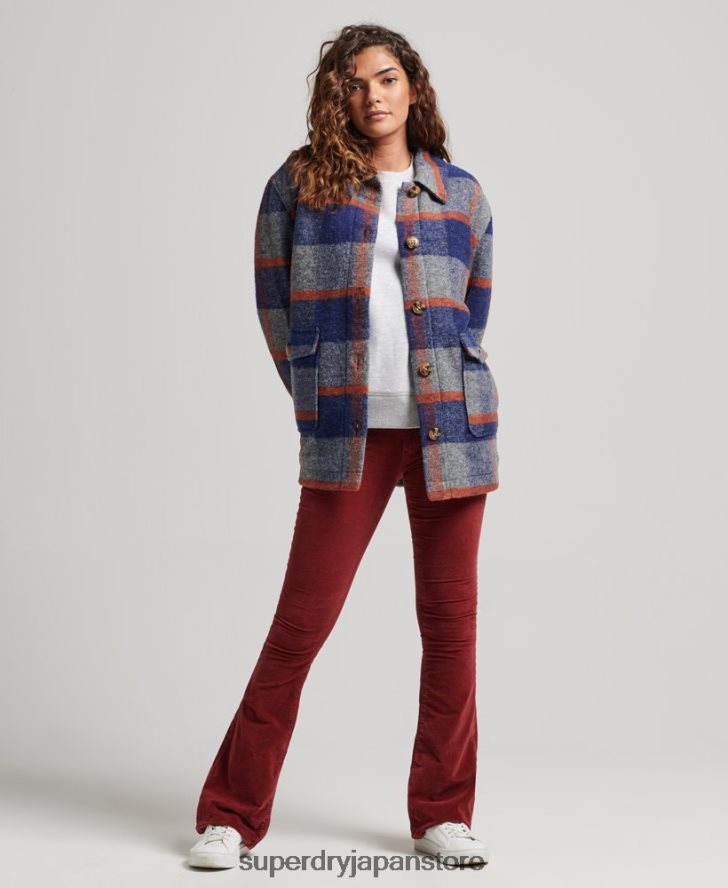 ヴィンテージオーバーシャ​​ツジャケット 女性 Superdry 衣類 青 2J62PZ5442