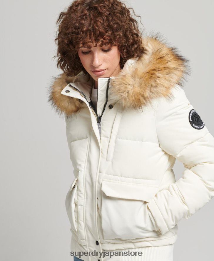 エベレスト フード付きパファーボンバージャケット 女性 Superdry 衣類 白 2J62PZ5447