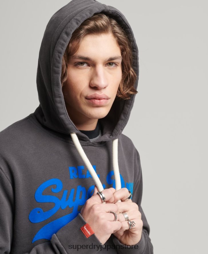 ヴィンテージロゴネオンパーカー 男性 Superdry 衣類 濃い灰色 2J62PZ544