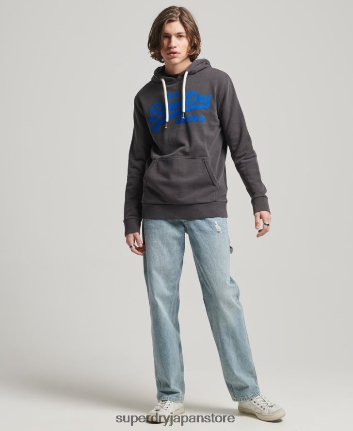 ヴィンテージロゴネオンパーカー 男性 Superdry 衣類 濃い灰色 2J62PZ544