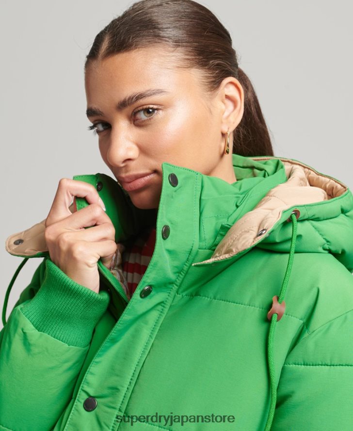 オーバーサイズマウンテンパファージャケット 女性 Superdry 衣類 緑 2J62PZ5453