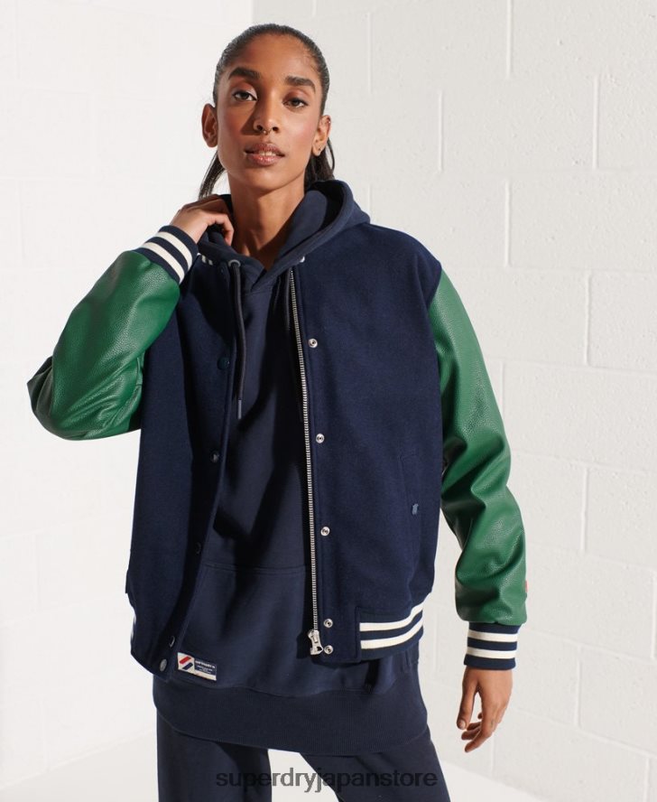 ウール スタジャン 女性 Superdry 衣類 海軍 2J62PZ5464