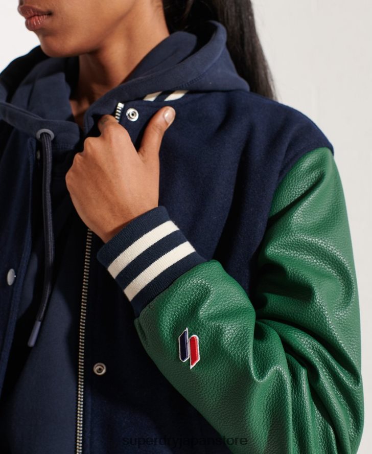 ウール スタジャン 女性 Superdry 衣類 海軍 2J62PZ5464