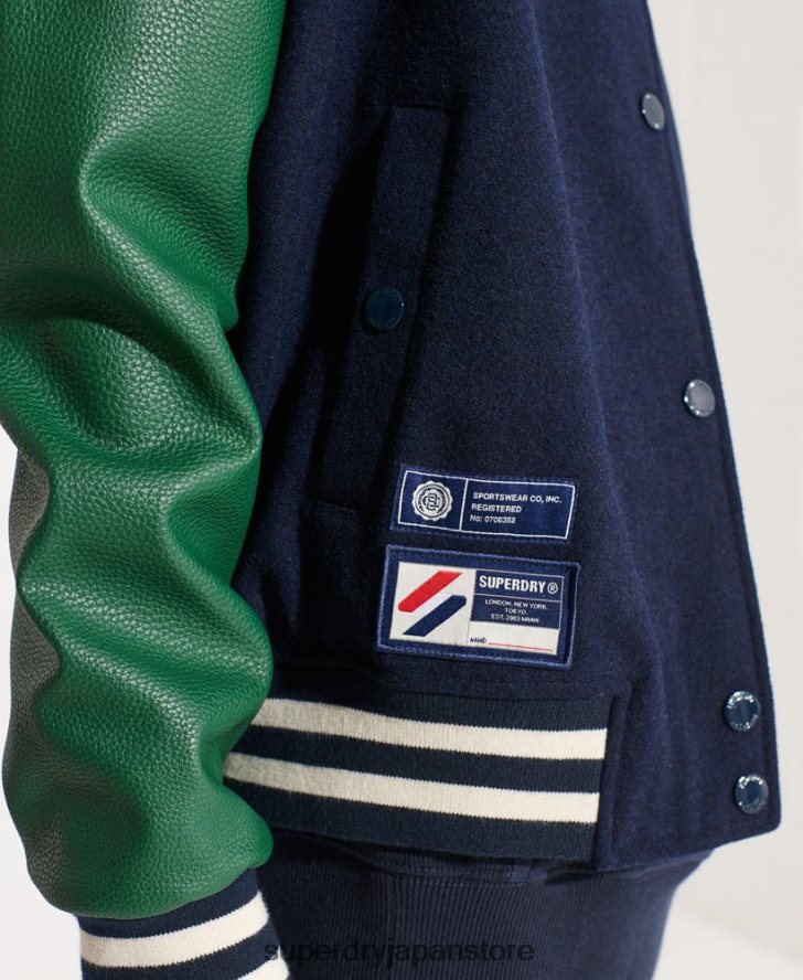 ウール スタジャン 女性 Superdry 衣類 海軍 2J62PZ5464