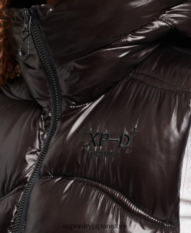 シャインキルト クロップドパッド入りジレ 女性 Superdry 衣類 黒 2J62PZ5476