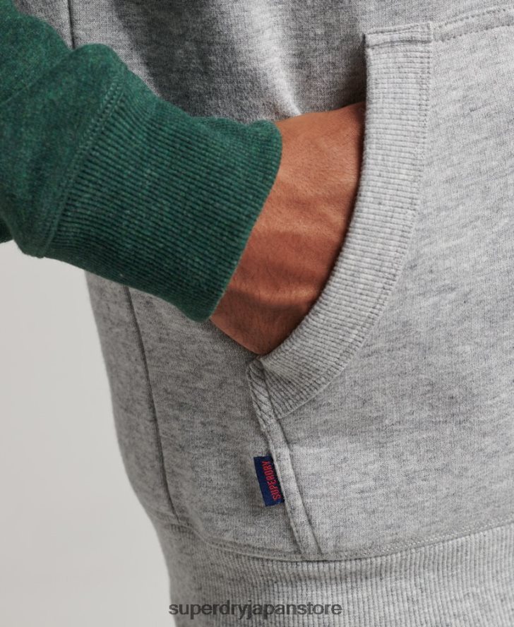 オーガニックコットンのヴィンテージロゴベースボールパーカー 男性 Superdry 衣類 緑 2J62PZ547