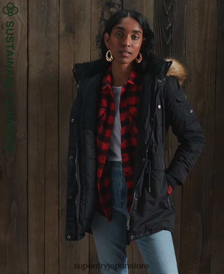 ナダレ マイクロファイバー パーカー コート 女性 Superdry 衣類 黒 2J62PZ5481