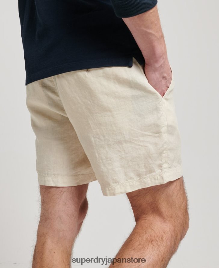 オーバーダイリネンショーツ 男性 Superdry 衣類 クリーム 2J62PZ54