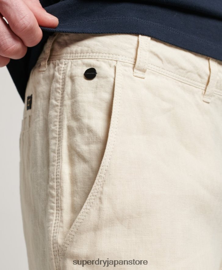 オーバーダイリネンショーツ 男性 Superdry 衣類 クリーム 2J62PZ54