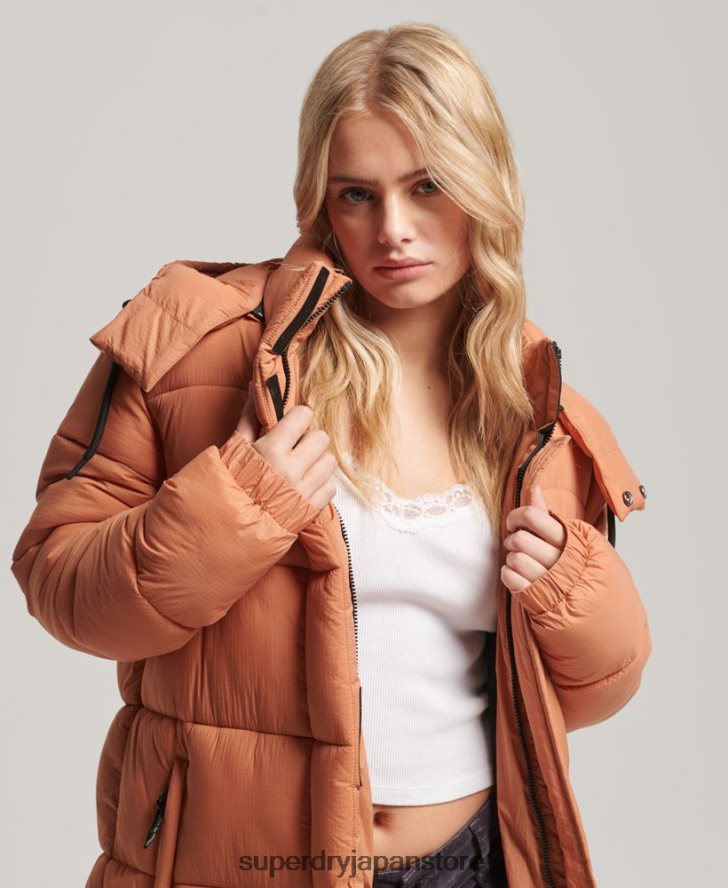 リップストップ延縄パファージャケット 女性 Superdry 衣類 オレンジ 2J62PZ5506