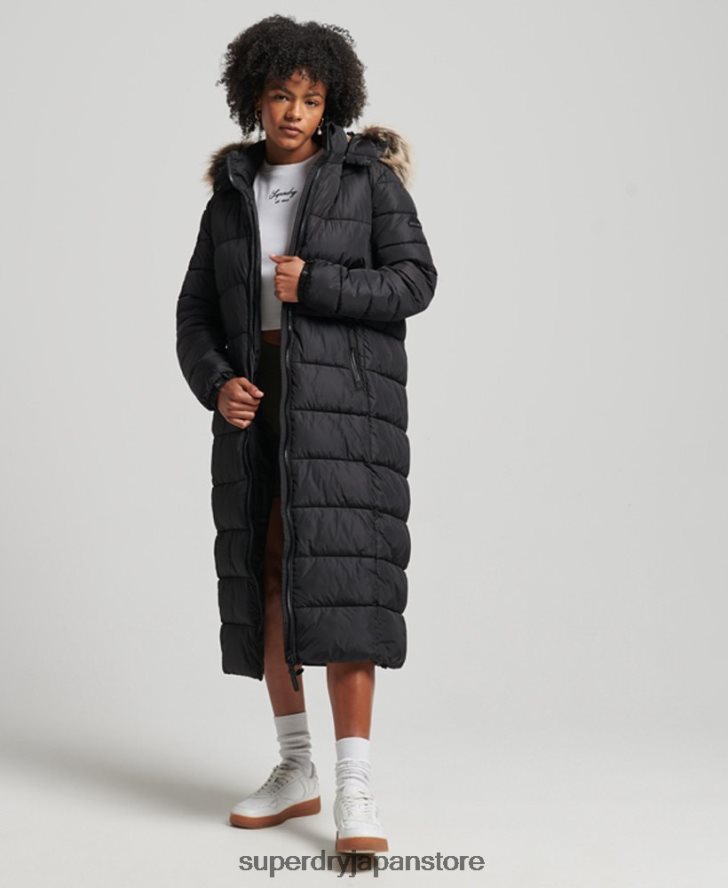 マウンテンフード付き富士延縄コート 女性 Superdry 衣類 黒 2J62PZ5509
