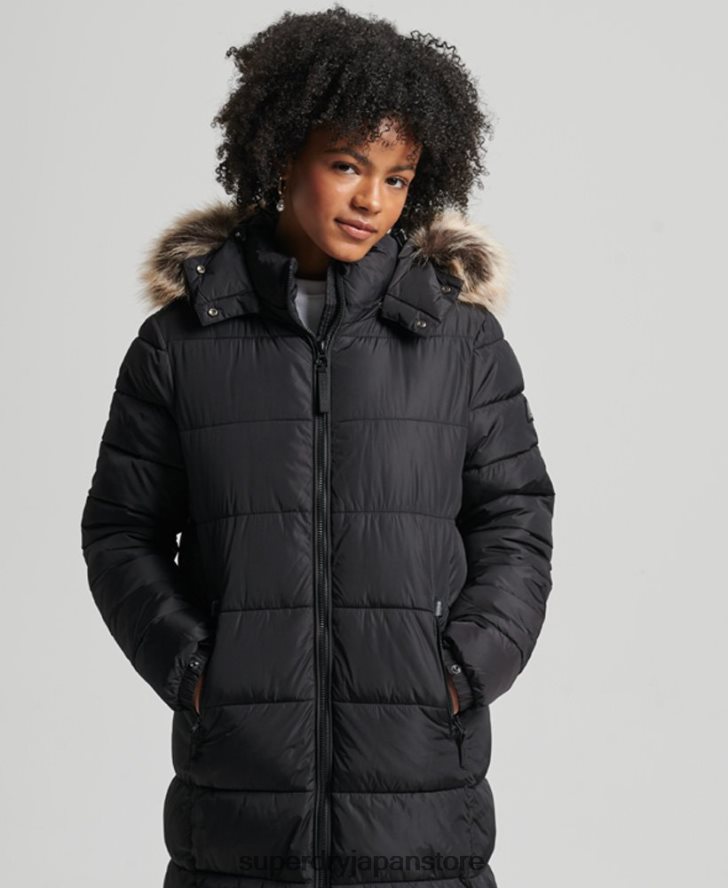 マウンテンフード付き富士延縄コート 女性 Superdry 衣類 黒 2J62PZ5509