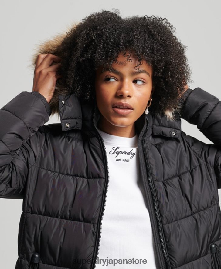 マウンテンフード付き富士延縄コート 女性 Superdry 衣類 黒 2J62PZ5509