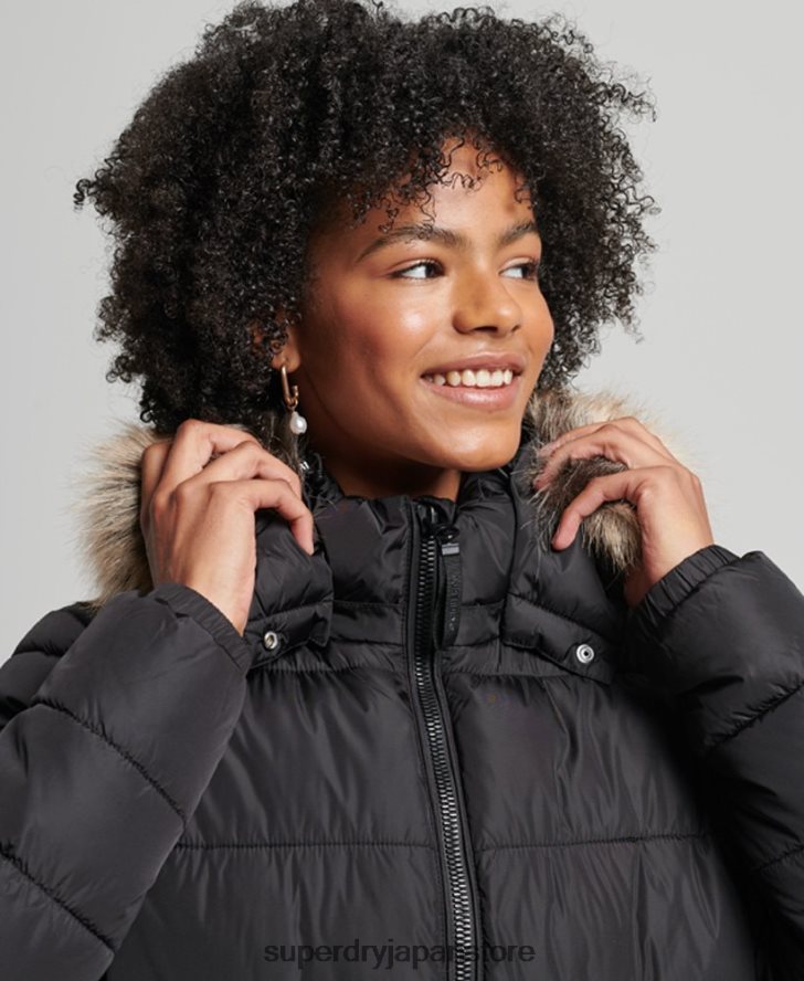 マウンテンフード付き富士延縄コート 女性 Superdry 衣類 黒 2J62PZ5509