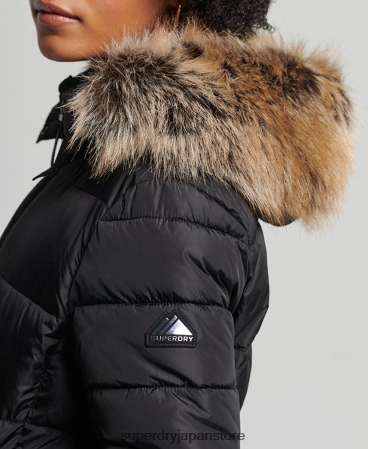 マウンテンフード付き富士延縄コート 女性 Superdry 衣類 黒 2J62PZ5509
