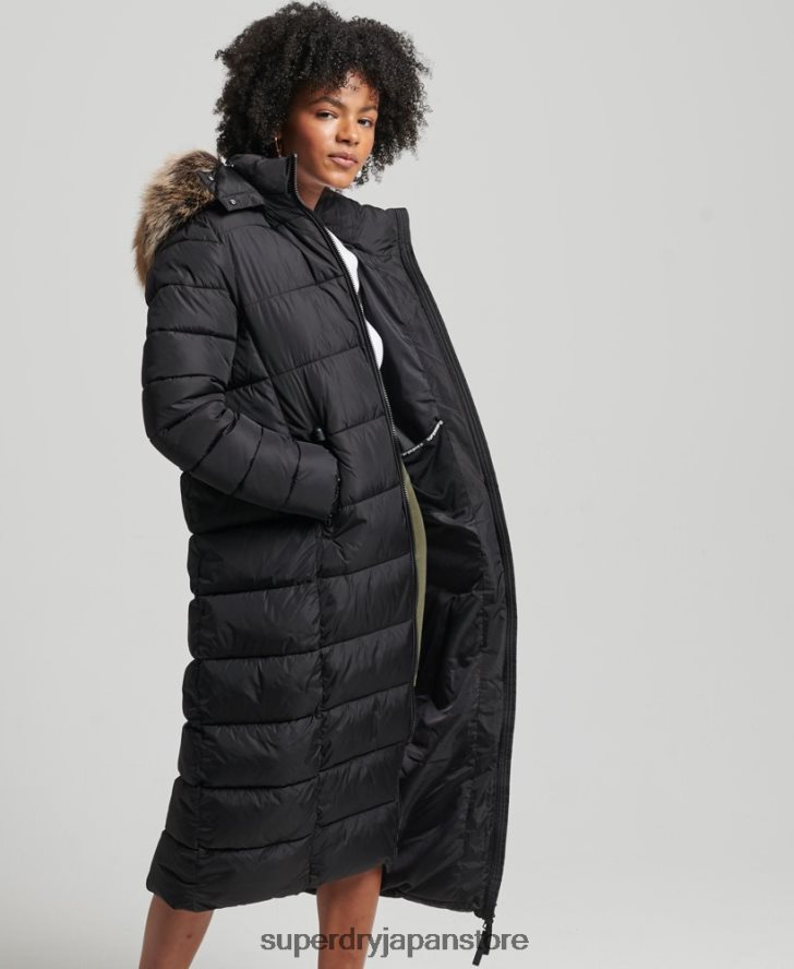 マウンテンフード付き富士延縄コート 女性 Superdry 衣類 黒 2J62PZ5509