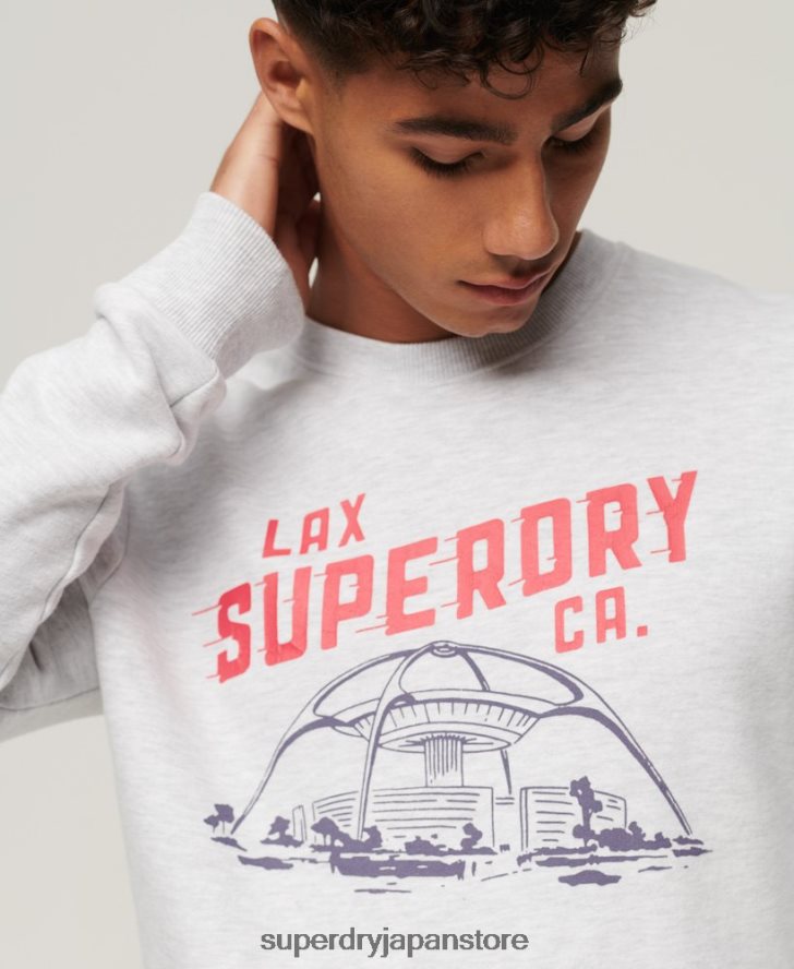 ヴィンテージシティスーベニアクルースウェットシャツ 男性 Superdry 衣類 ライトグレー 2J62PZ550