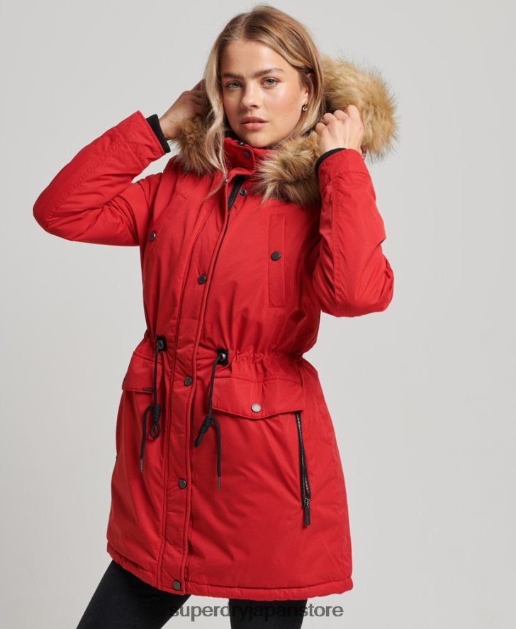 ナダレ マイクロファイバー パーカー コート 女性 Superdry 衣類 赤 2J62PZ5513