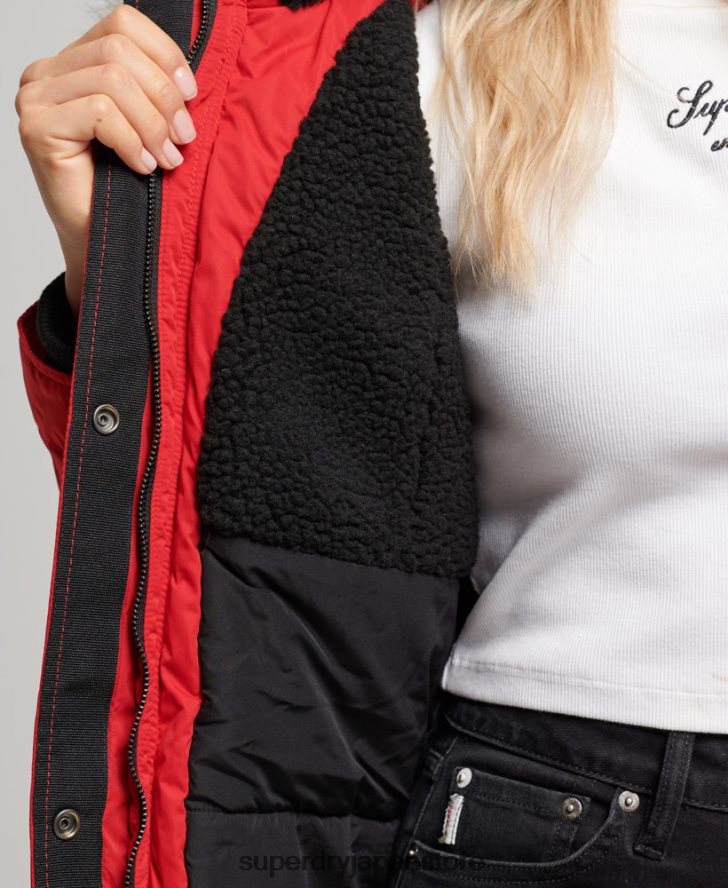 ナダレ マイクロファイバー パーカー コート 女性 Superdry 衣類 赤 2J62PZ5513