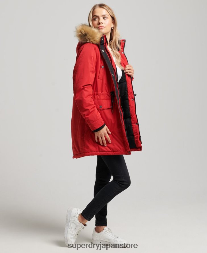 ナダレ マイクロファイバー パーカー コート 女性 Superdry 衣類 赤 2J62PZ5513