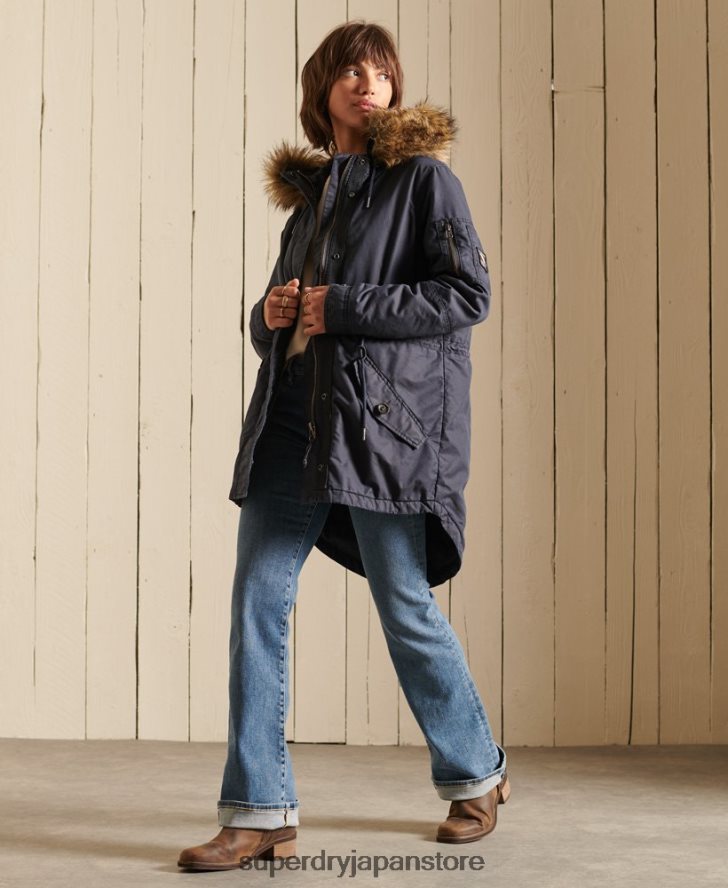 ミリタリーフィッシュテールパーカーコート 女性 Superdry 衣類 青 2J62PZ5515