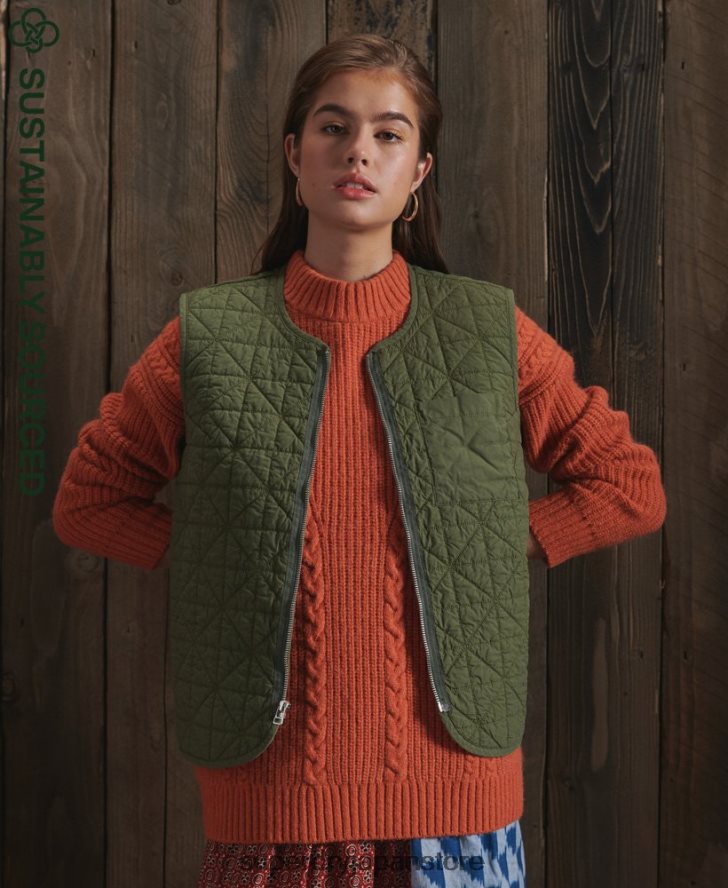 限定版ドライライナーベスト 女性 Superdry 衣類 カーキ 2J62PZ5518
