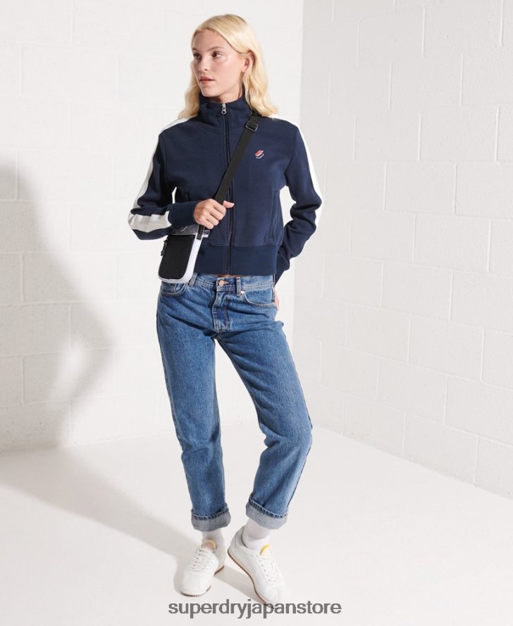 コードストライプ トラックジャケット 女性 Superdry 衣類 海軍 2J62PZ5519