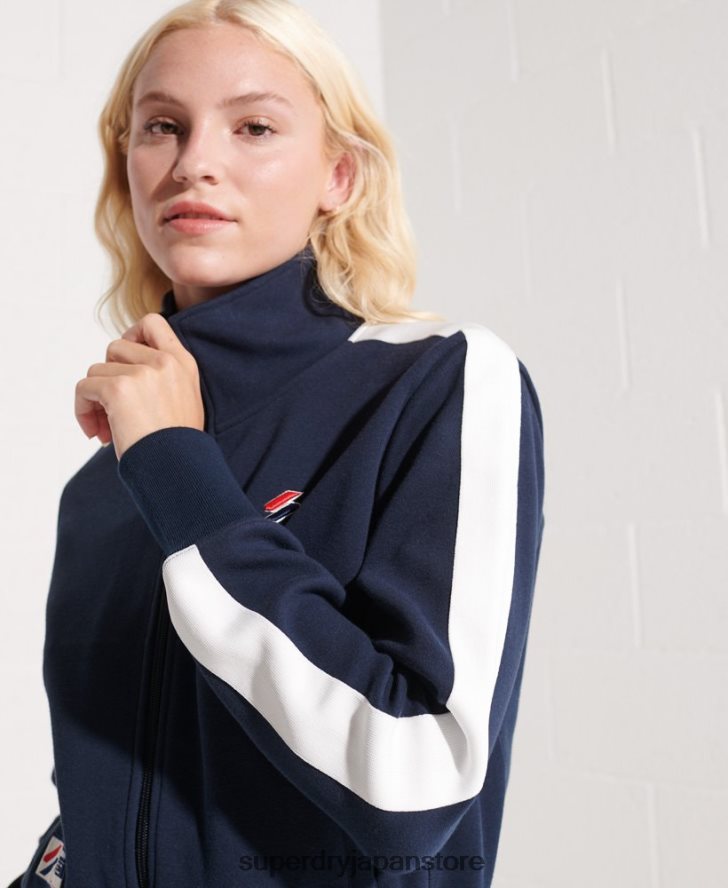 コードストライプ トラックジャケット 女性 Superdry 衣類 海軍 2J62PZ5519
