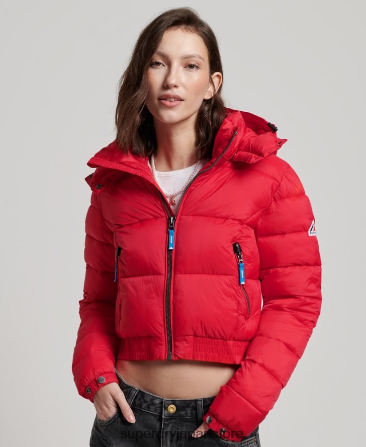 フジ クロップド フード付きジャケット 女性 Superdry 衣類 赤 2J62PZ5525