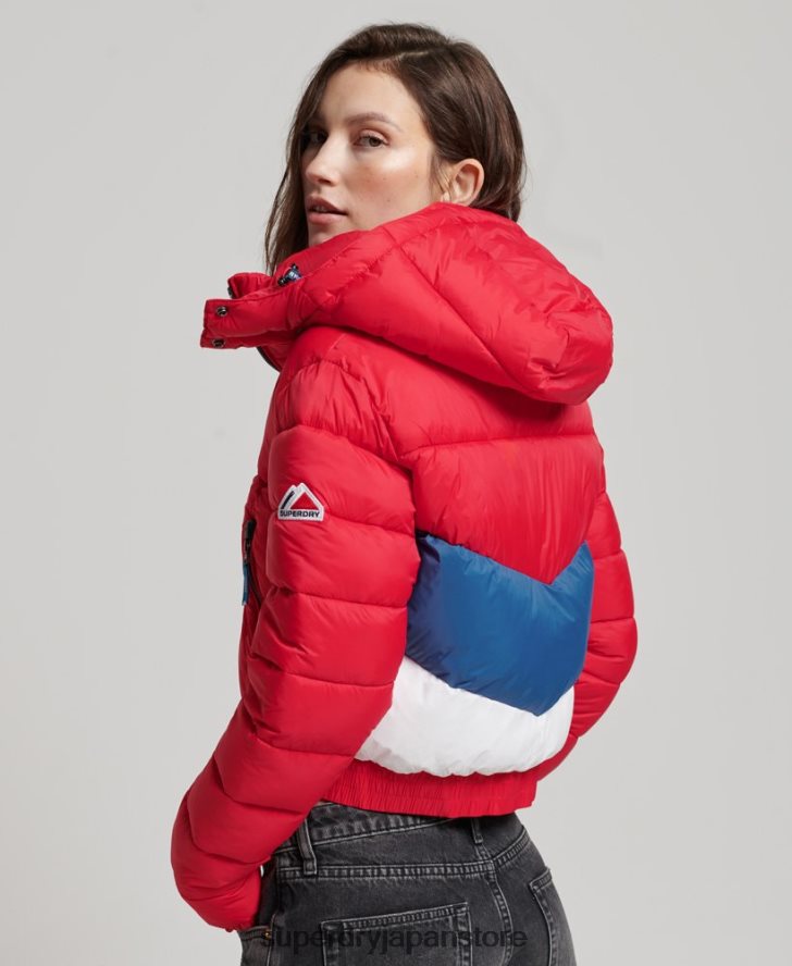 フジ クロップド フード付きジャケット 女性 Superdry 衣類 赤 2J62PZ5525