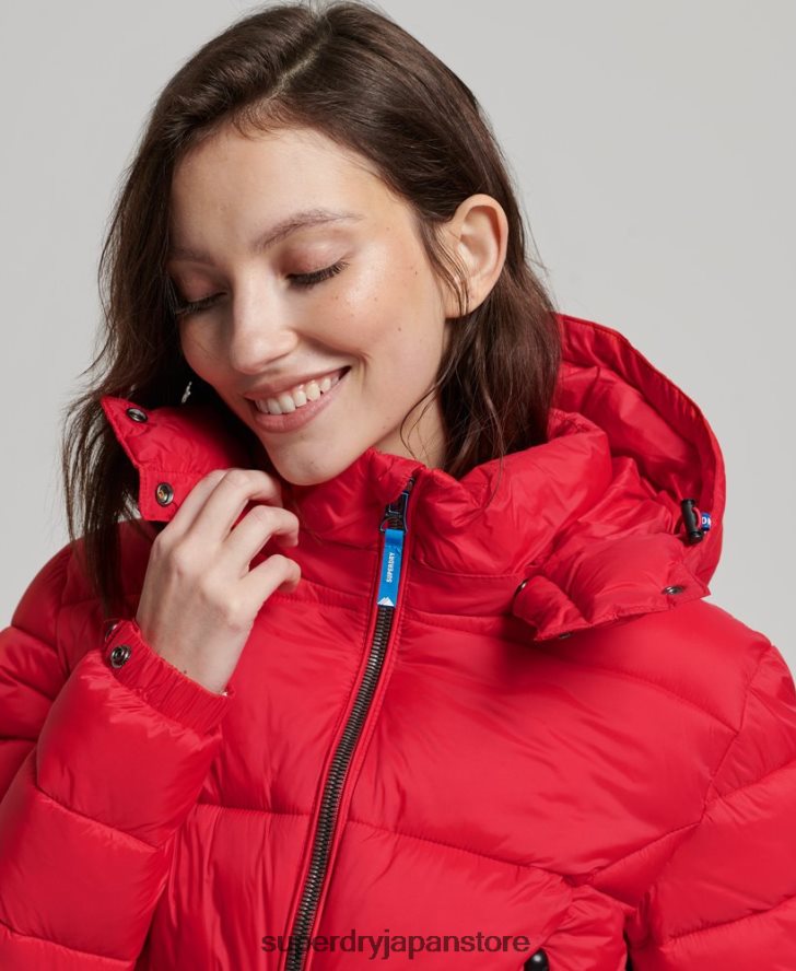 フジ クロップド フード付きジャケット 女性 Superdry 衣類 赤 2J62PZ5525