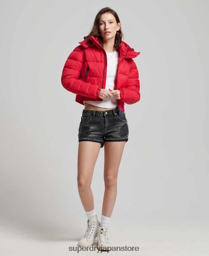 フジ クロップド フード付きジャケット 女性 Superdry 衣類 赤 2J62PZ5525