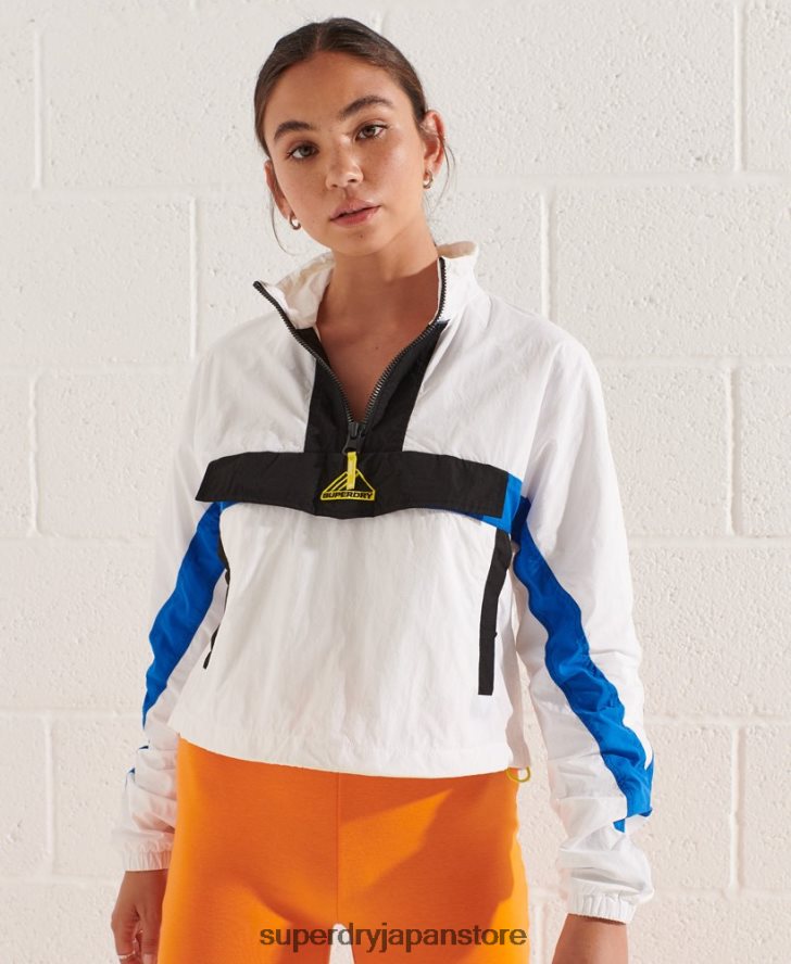カラーブロック トラック オーバーヘッド ジャケット 女性 Superdry 衣類 白 2J62PZ5526
