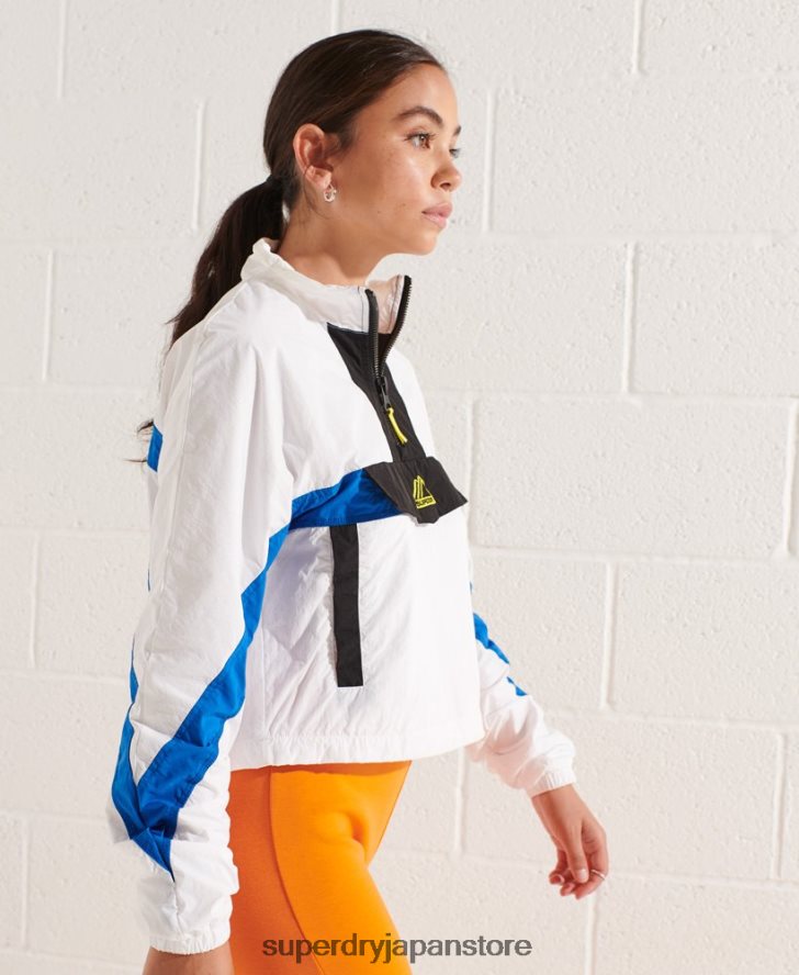 カラーブロック トラック オーバーヘッド ジャケット 女性 Superdry 衣類 白 2J62PZ5526