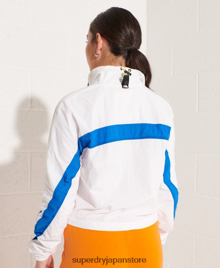 カラーブロック トラック オーバーヘッド ジャケット 女性 Superdry 衣類 白 2J62PZ5526