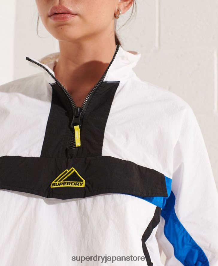 カラーブロック トラック オーバーヘッド ジャケット 女性 Superdry 衣類 白 2J62PZ5526