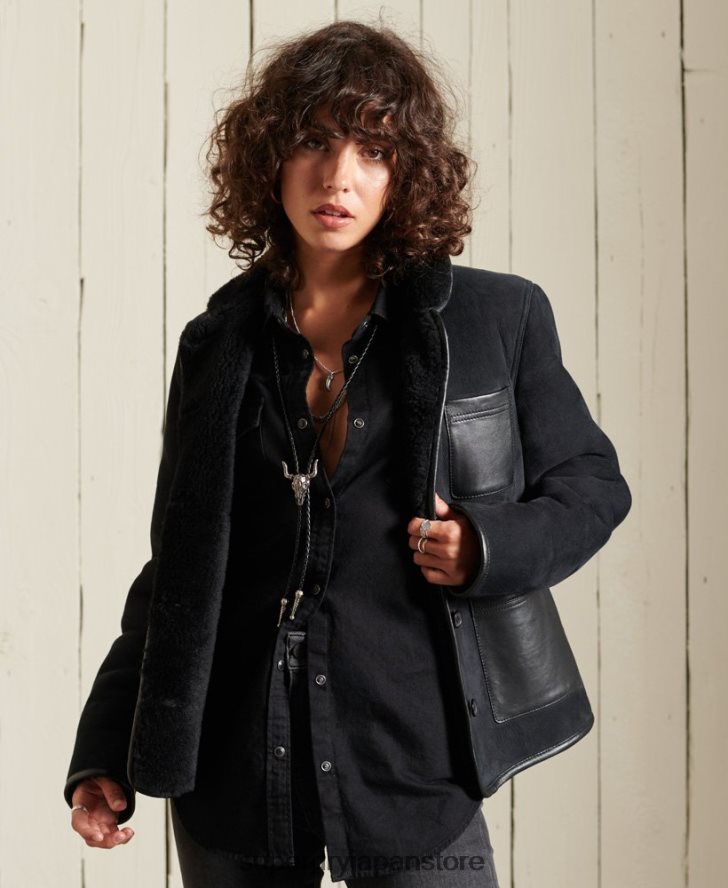 ムートン雑用ジャケット 女性 Superdry 衣類 黒 2J62PZ5546
