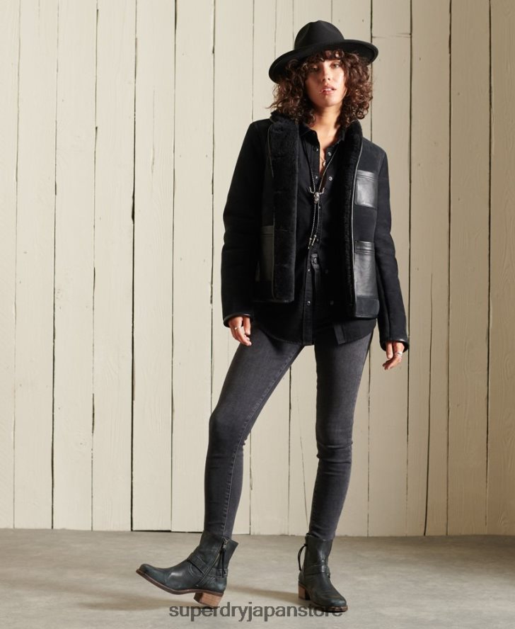 ムートン雑用ジャケット 女性 Superdry 衣類 黒 2J62PZ5546