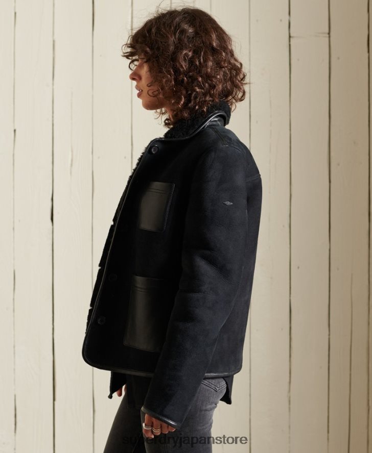 ムートン雑用ジャケット 女性 Superdry 衣類 黒 2J62PZ5546