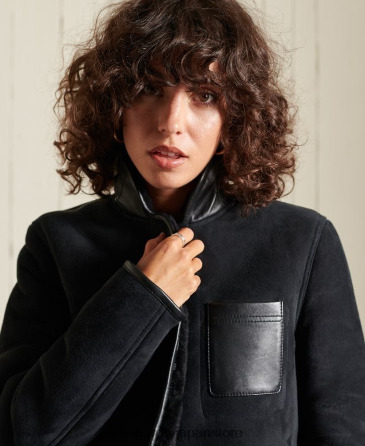 ムートン雑用ジャケット 女性 Superdry 衣類 黒 2J62PZ5546