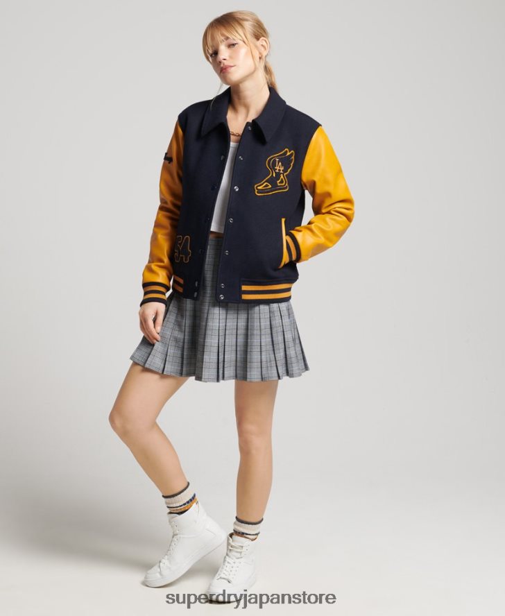 ビンテージ混合代表ボンバー 女性 Superdry 衣類 海軍 2J62PZ5553