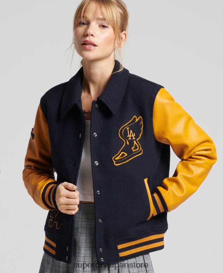 ビンテージ混合代表ボンバー 女性 Superdry 衣類 海軍 2J62PZ5553