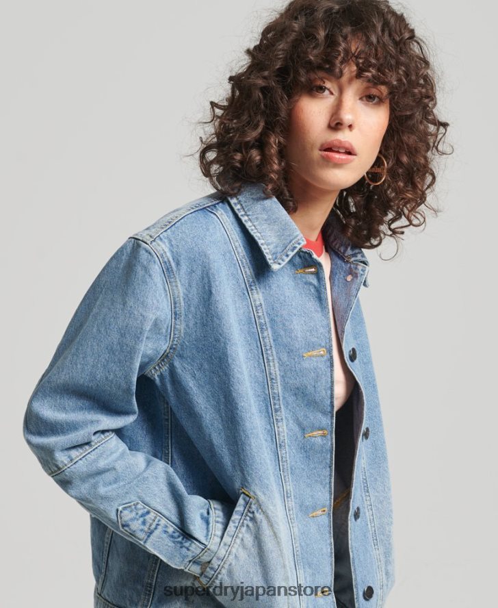 ヴィンテージデニムチョーコート 女性 Superdry 衣類 ライトブルー 2J62PZ5561
