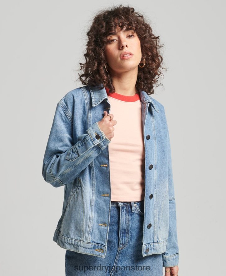 ヴィンテージデニムチョーコート 女性 Superdry 衣類 ライトブルー 2J62PZ5561