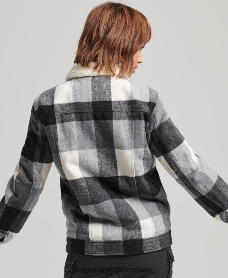 オーバーサイズ ウール シェルパ トラッカー ジャケット 女性 Superdry 衣類 黒 2J62PZ5564