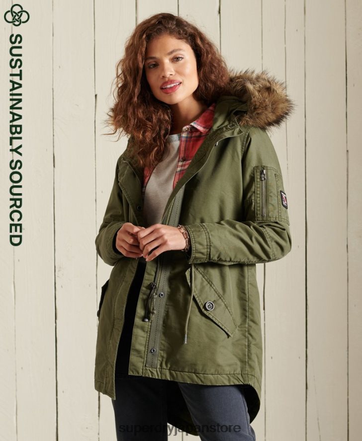 ミリタリーフィッシュテールパーカーコート 女性 Superdry 衣類 カーキ 2J62PZ5568