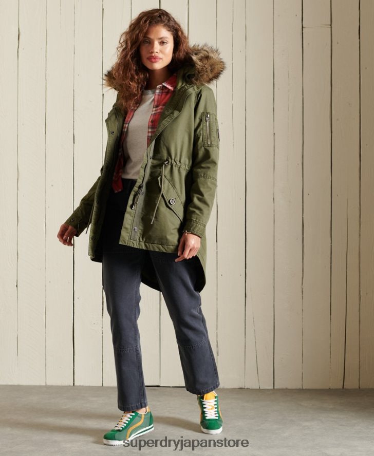 ミリタリーフィッシュテールパーカーコート 女性 Superdry 衣類 カーキ 2J62PZ5568
