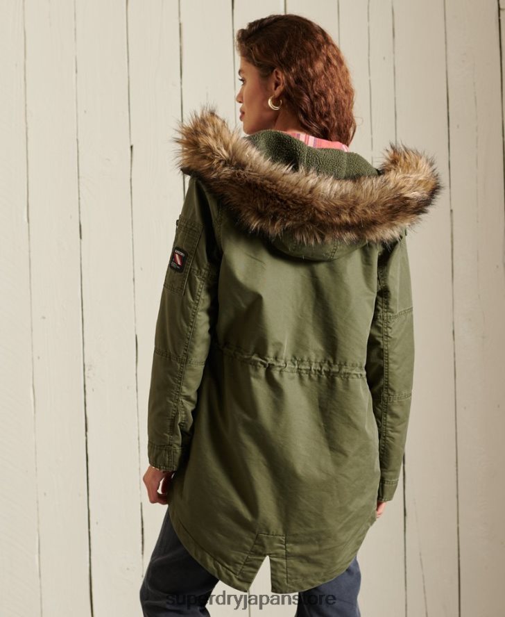 ミリタリーフィッシュテールパーカーコート 女性 Superdry 衣類 カーキ 2J62PZ5568