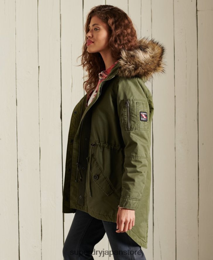 ミリタリーフィッシュテールパーカーコート 女性 Superdry 衣類 カーキ 2J62PZ5568